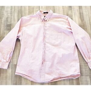 Mens Paul Frederick Pink Shirt XL Purple Button Up Long Sleeve Cotton Waffle